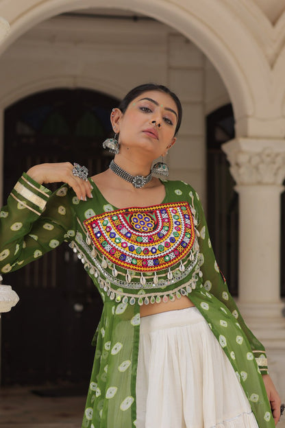 Raas Rang Collection Mirror Embroidered Front Cut Jacket Choli