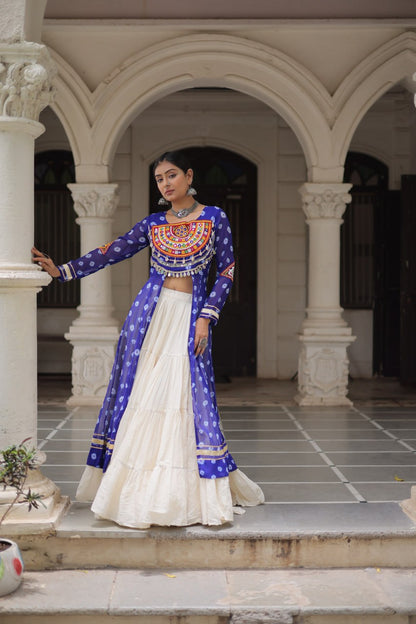 Raas Rang Collection Mirror Embroidered Front Cut Jacket Choli