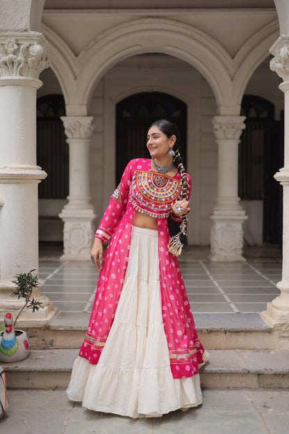 Raas Rang Collection Mirror Embroidered Front Cut Jacket Choli