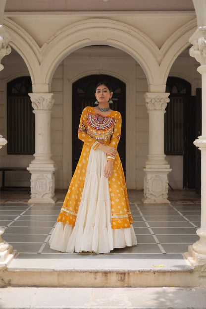 Raas Rang Collection Mirror Embroidered Front Cut Jacket Choli