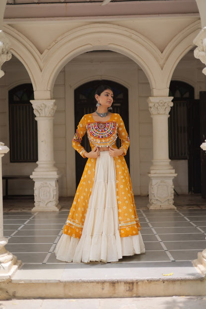 Raas Rang Collection Mirror Embroidered Front Cut Jacket Choli