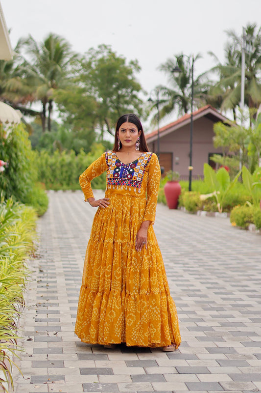 Bandhani Bliss Flared Anarkali Gowns