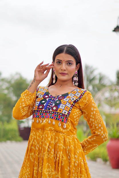 Bandhani Bliss Flared Anarkali Gowns