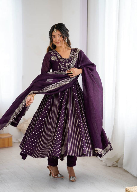 Majestic Mulberry Flared Anarkali