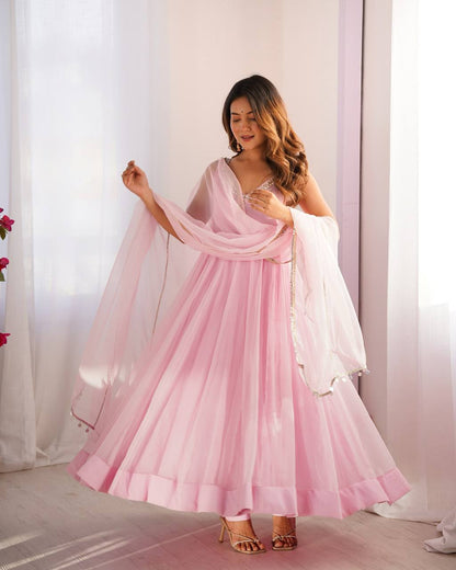 Meher Rose Glow Baby Pink Anarkali Dress