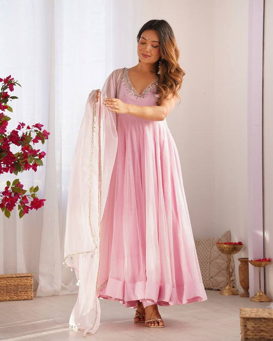 Meher Rose Glow Baby Pink Anarkali Dress