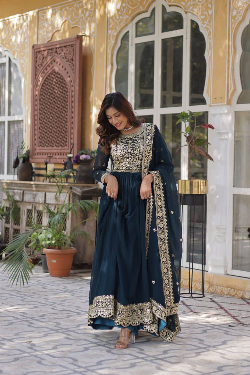Swara Beatiful Faux Blooming Readymade Gown