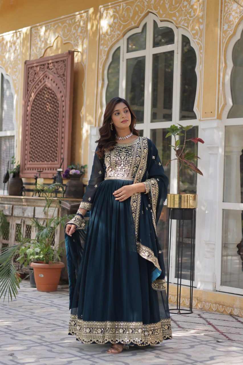 Swara Beatiful Faux Blooming Readymade Gown