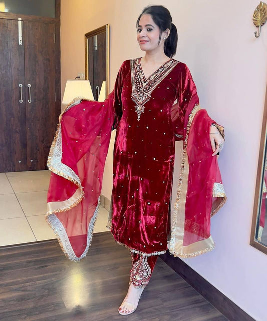 Crown of Velvet Elegance Suit Set