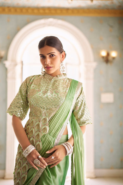 Sitara Trending Ready To Wear  Stylist Blouse Drape Saree