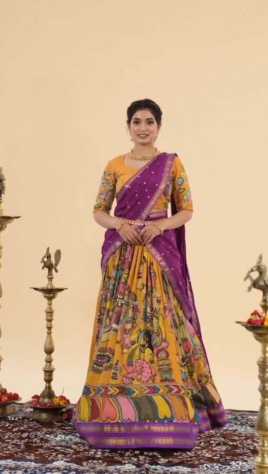 ARYA KALAMKARI CHENT CREP LEHENGA CHOLI