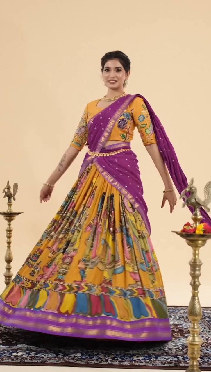 ARYA KALAMKARI CHENT CREP LEHENGA CHOLI