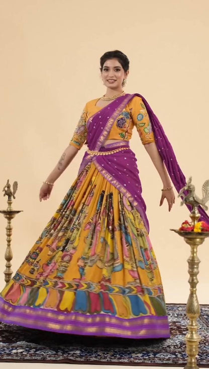 ARYA KALAMKARI CHENT CREP LEHENGA CHOLI