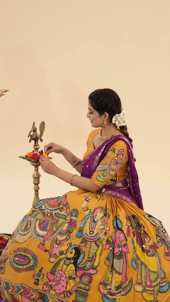 ARYA KALAMKARI CHENT CREP LEHENGA CHOLI