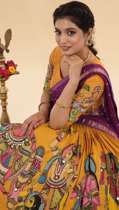 ARYA KALAMKARI CHENT CREP LEHENGA CHOLI