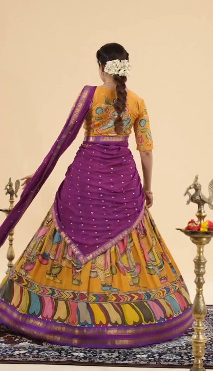 ARYA KALAMKARI CHENT CREP LEHENGA CHOLI