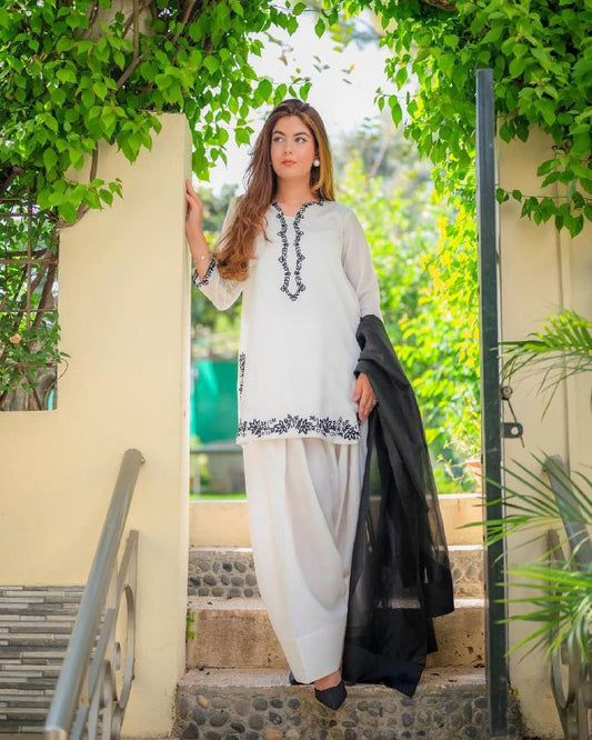 Designer Wear Exclusive Roman Silk Top Salwar Set