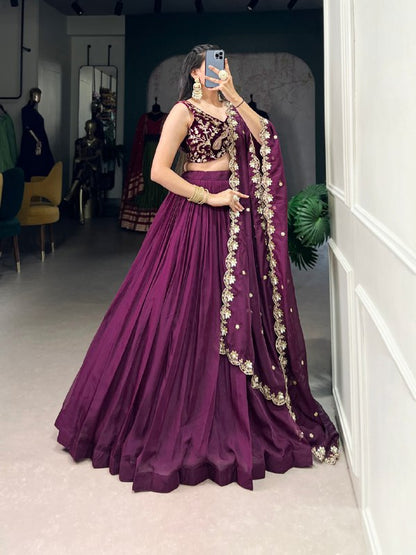 Regal Wine Muse Every Twirl  Embroidered  Lehenga Choli