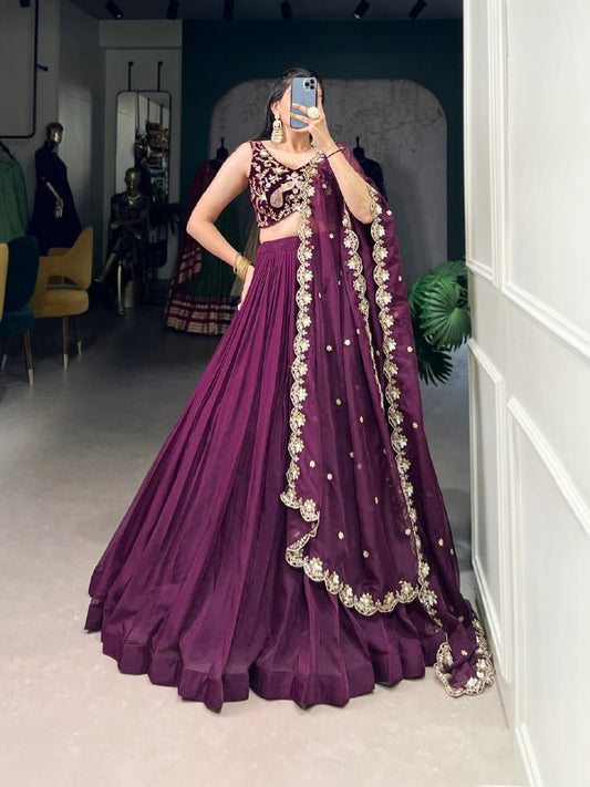 Regal Wine Muse Every Twirl  Embroidered  Lehenga Choli