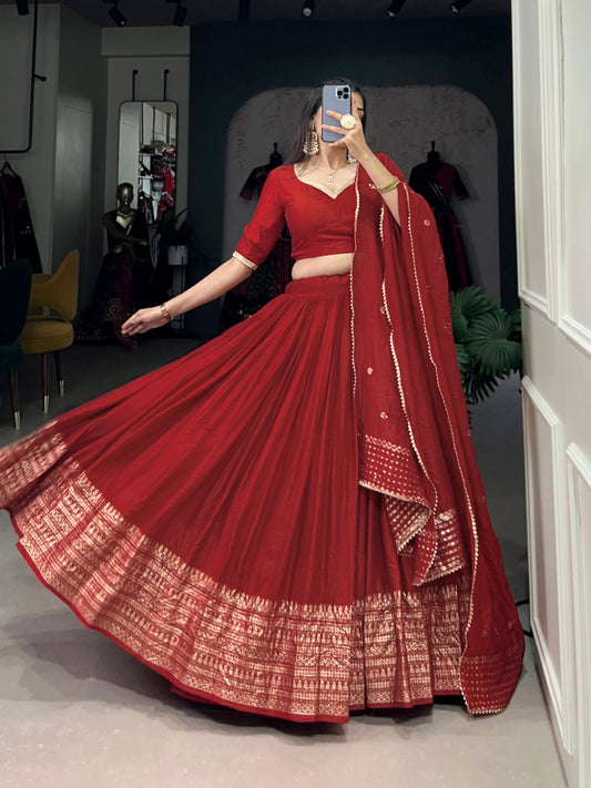 PURE CHANDERI PLAIN LEHENGA CHOLI