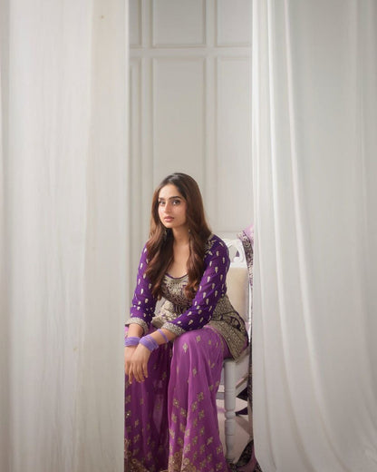 Twilight Royale Embellished Top Pallazo Set