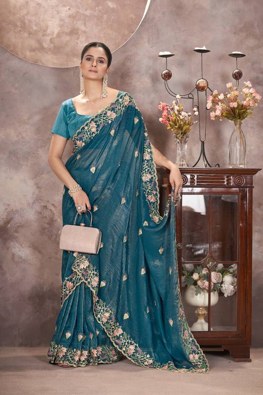Zariya Gold Crunchy Malti Colour Designer Saree