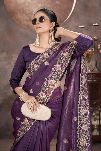 Zariya Gold Crunchy Malti Colour Designer Saree
