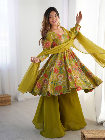 Saadhvi Romansilk Chanderi Print Kediya Set