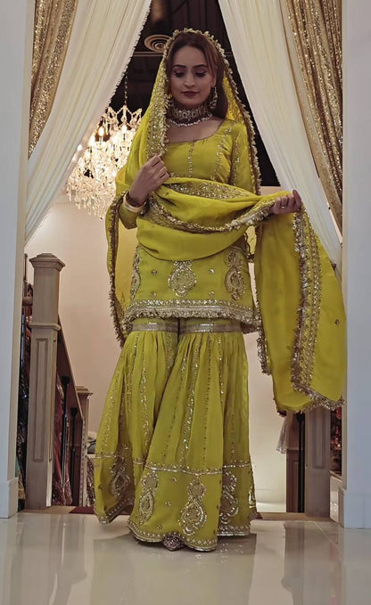 Afsana Powder Blue Bridal Sharara Set