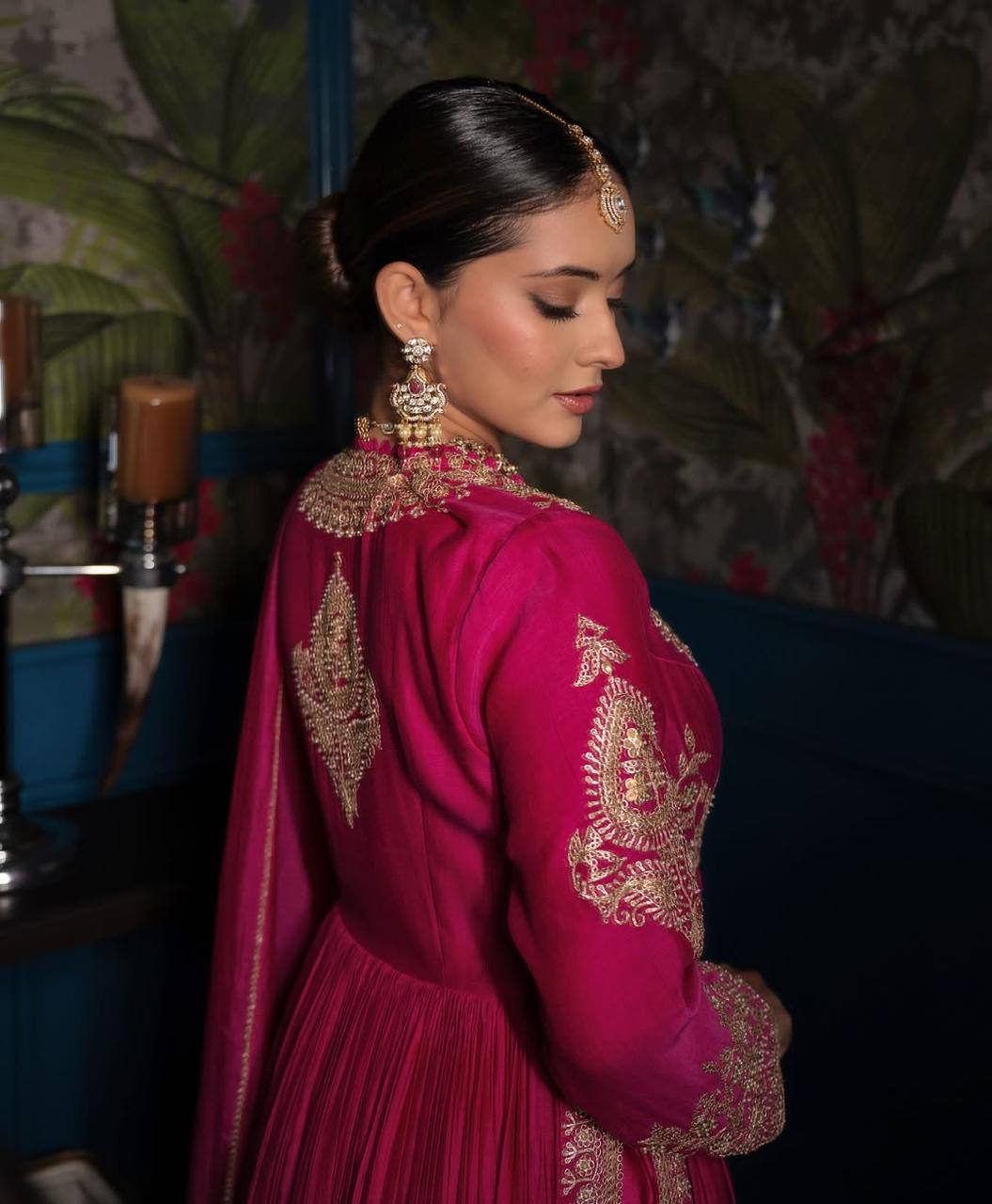 Regal Charm Magenta Embellished Long Kurta Set with Front Slit and Luxe Embroidery Set