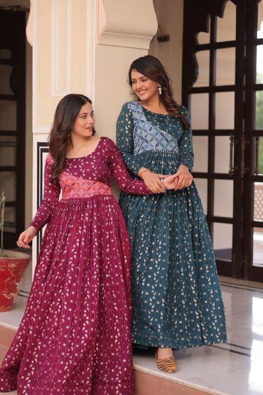 Avni Designer Partyware Staple Jequard Weaving work Gown