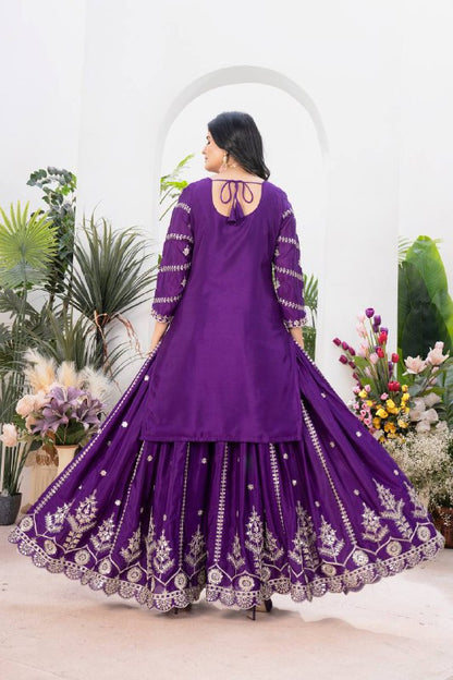 Majestic Radiance Pink & Purple Designer Glamorous Flare Plazzo Set