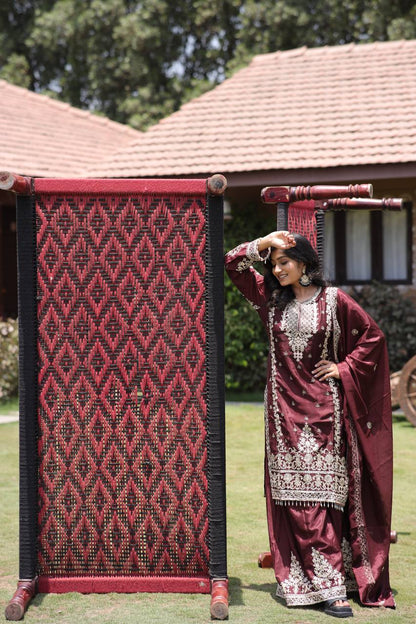 Shehzadi Traditional Glamour Classic Maroon Kurta Set