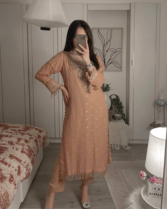 Royale Pastel Reverie Heavily Embroidered in Soft Hues & Handcrafted Suit