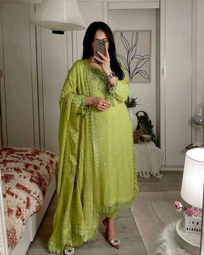 Royale Pastel Reverie Heavily Embroidered in Soft Hues & Handcrafted Suit