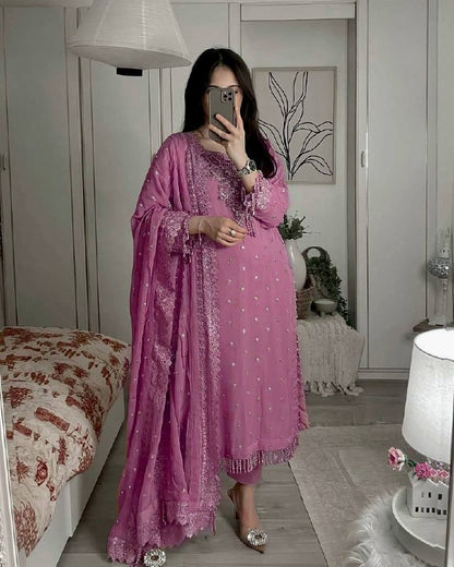 Royale Pastel Reverie Heavily Embroidered in Soft Hues & Handcrafted Suit