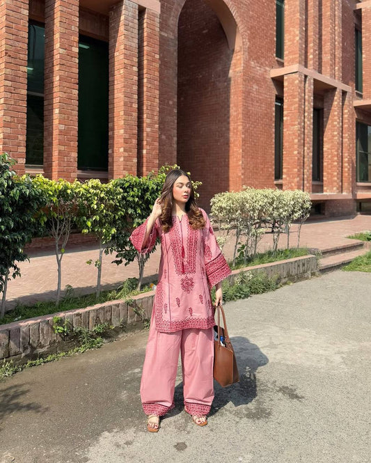 Pink Parinda New Designer Heavy Cotton Salwar Suit