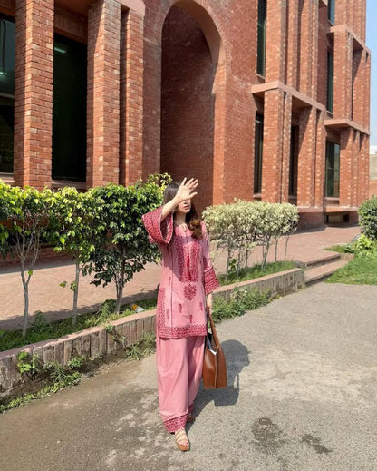 Pink Parinda New Designer Heavy Cotton Salwar Suit
