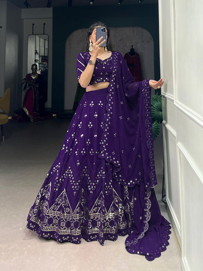 TIMELESS CHARM PURPLE HUES GEOEGETTE LEHENGA CHOLI