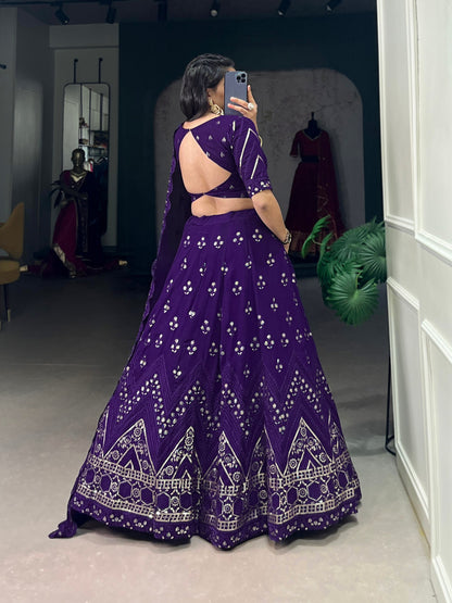 TIMELESS CHARM PURPLE HUES GEOEGETTE LEHENGA CHOLI