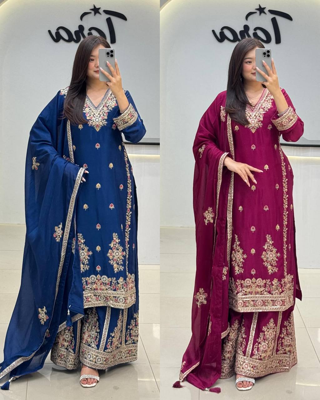 Festive Heirlooms Modern Muse Handcrafted Embroidered Sharara Suit Set