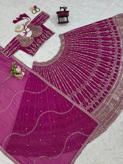 Divya Foux Gorgette Lehengha Choli