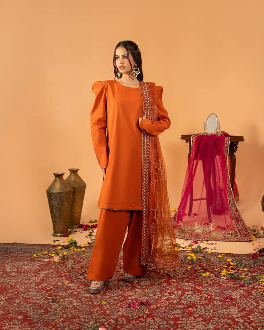 A Radiant Traditional Ensemble Festive Glamour Top With Farshi Salwar