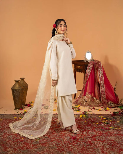 A Radiant Traditional Ensemble Festive Glamour Top With Farshi Salwar