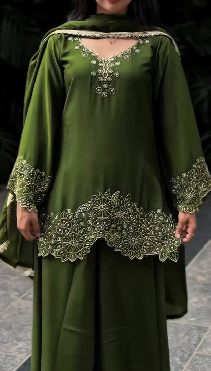 Zaitoon Florencia Designer Embroidery Beads Work Sharara