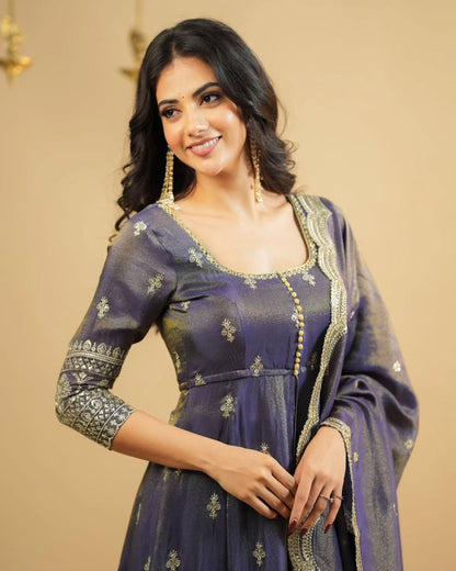 Aanya Royal Purple with Heritage Borders Dreamy Festive Wear Kurta Set