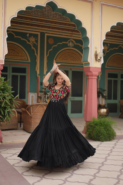 Twirl with Boho Vibe Kutch Embroidery Charm Gown