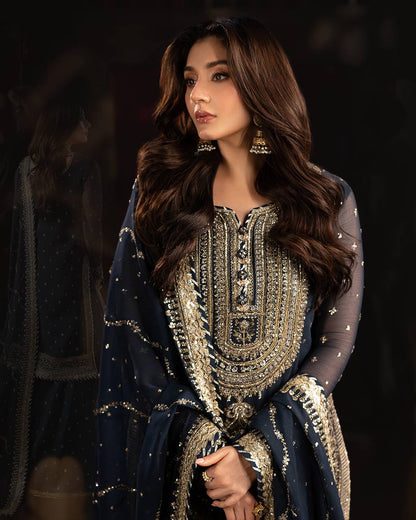 Sultana Dream Graceful Glimmer  Midnight Blue  Royal Sharara Set