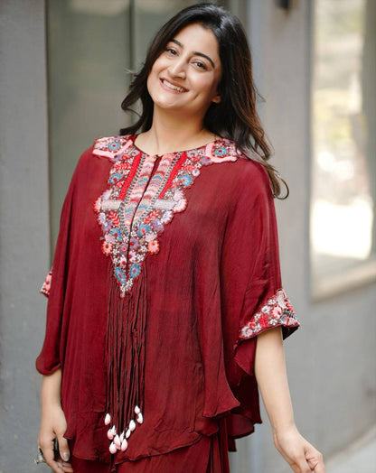 Desert Bloom Olive Green Kaftan Style with Handcrafted Three Piece Indo Western