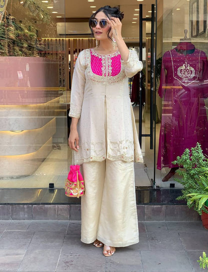 Classic Calm Festive Straight Cut Kurti with Palazzo Set